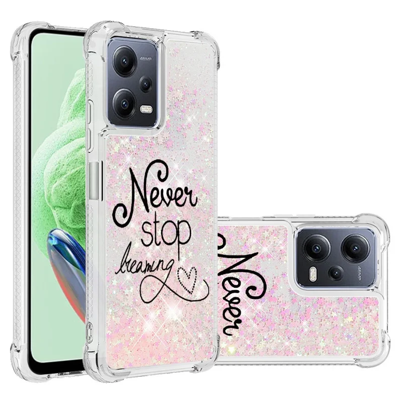 YB Quicksand Series-2 per Xiaomi Redmi Note 12 5G (Global) / (India) / (China) / Poco X5 5G Telefono Custodia TPU Stampa Disegni Custodia Telefono - Non Smettere di Sognare
