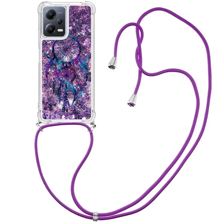 YB Quicksand Series-5 pour Xiaomi Redmi Note 12 5G (Global) / (Inde) / (Chine) / Poco X5 5G Impression de modèle Étui de téléphone en TPU avec lanière - Carillons de vent