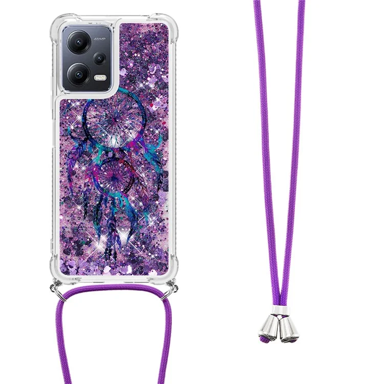 YB Quicksand Series-5 pour Xiaomi Redmi Note 12 5G (Global) / (Inde) / (Chine) / Poco X5 5G Impression de modèle Étui de téléphone en TPU avec lanière - Carillons de vent
