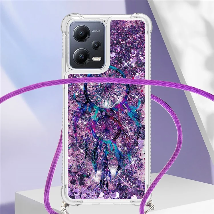 YB Quicksand Series-5 pour Xiaomi Redmi Note 12 5G (Global) / (Inde) / (Chine) / Poco X5 5G Impression de modèle Étui de téléphone en TPU avec lanière - Carillons de vent