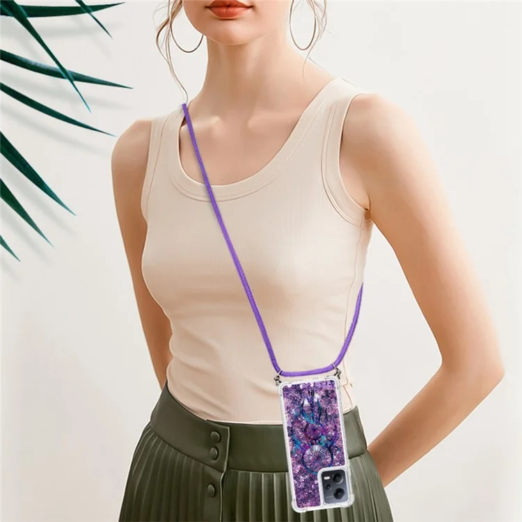 YB Quicksand Series-5 pour Xiaomi Redmi Note 12 5G (Global) / (Inde) / (Chine) / Poco X5 5G Impression de modèle Étui de téléphone en TPU avec lanière - Carillons de vent