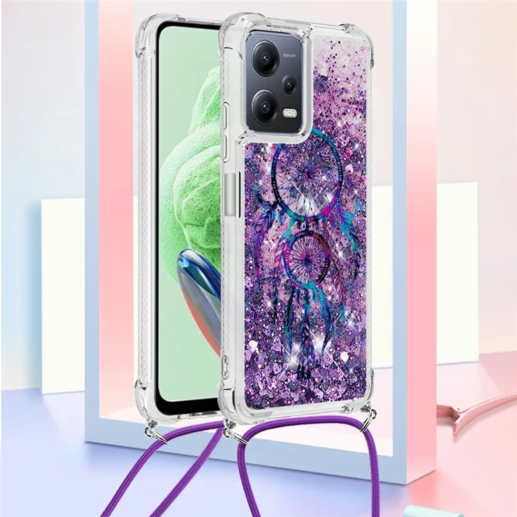 YB Quicksand Series-5 pour Xiaomi Redmi Note 12 5G (Global) / (Inde) / (Chine) / Poco X5 5G Impression de modèle Étui de téléphone en TPU avec lanière - Carillons de vent