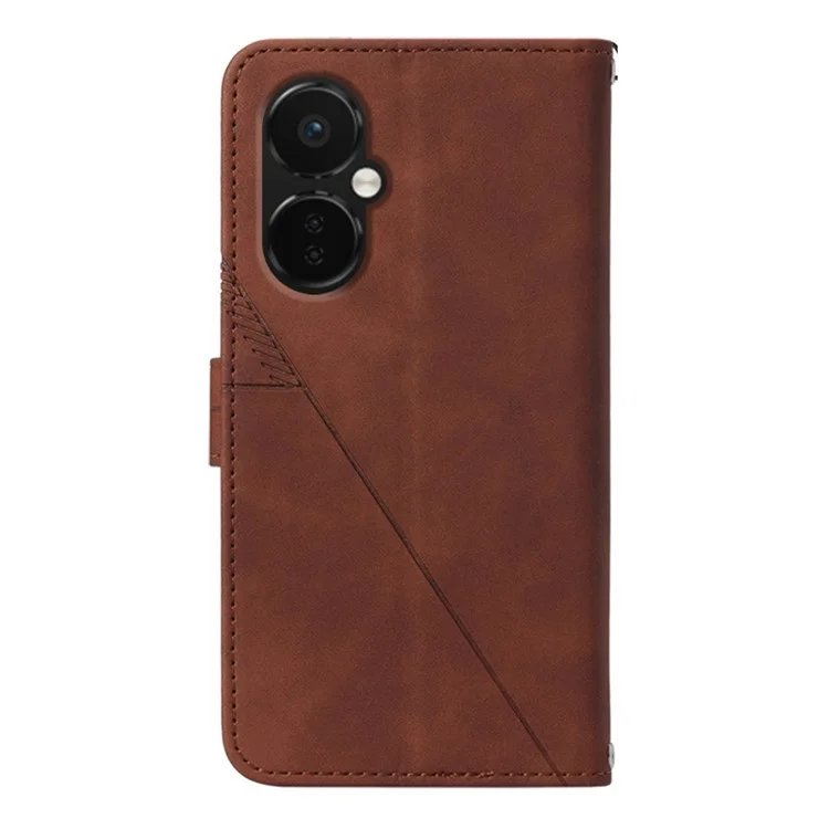 For OnePlus Nord CE 3 Lite 5G / Nord N30 5G Leather Case with Shoulder Strap Wallet Stand Phone Cover - Brown