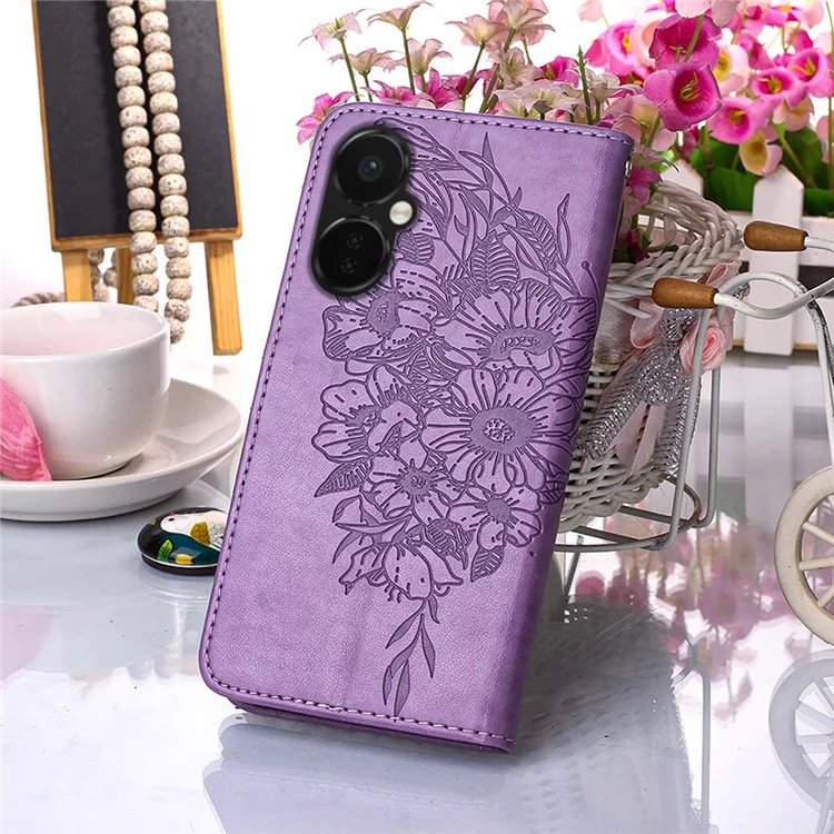 Funda de teléfono de la Serie de Impresión YB-4 para OnePlus Nord CE 3 Lite 5G / Nord N30 5G, Funda de Piel de PU con Estampado Resistente a Caídas - Púrpura