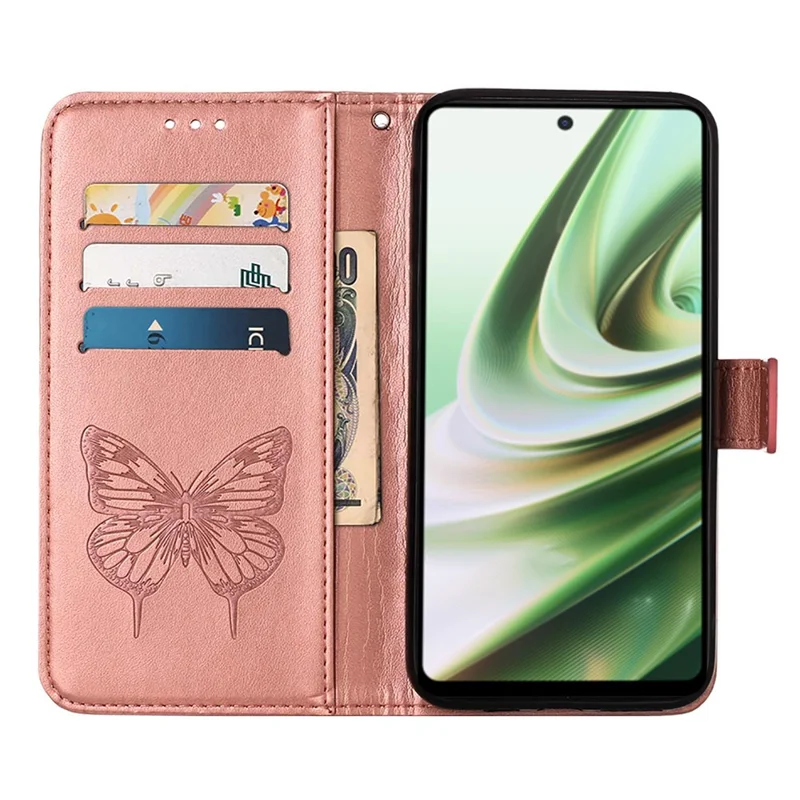 YB Imprinting Series-4 Handyhülle für OnePlus Nord CE 3 Lite 5G / Nord N30 5G PU-Leder-Cover mit Prägung, sturzsichere Brieftaschenhülle - Roségold