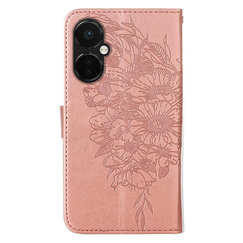 YB Imprinting Series-4 Handyhülle für OnePlus Nord CE 3 Lite 5G / Nord N30 5G PU-Leder-Cover mit Prägung, sturzsichere Brieftaschenhülle - Roségold