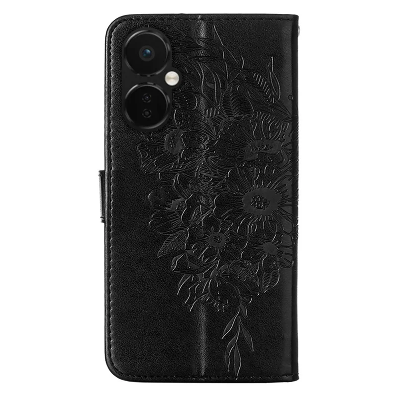 Série d'impression YB-4 Étui pour téléphone OnePlus Nord CE 3 Lite 5G / Nord N30 5G Étui en cuir PU imprimé Étui portefeuille anti-chute - Noir