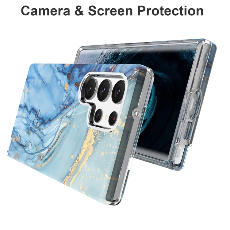Für Samsung Galaxy S23 Ultra GW18 IMD Marble Pattern Back Cover PC+TPU stoßfestes Handyhülle - Stil A