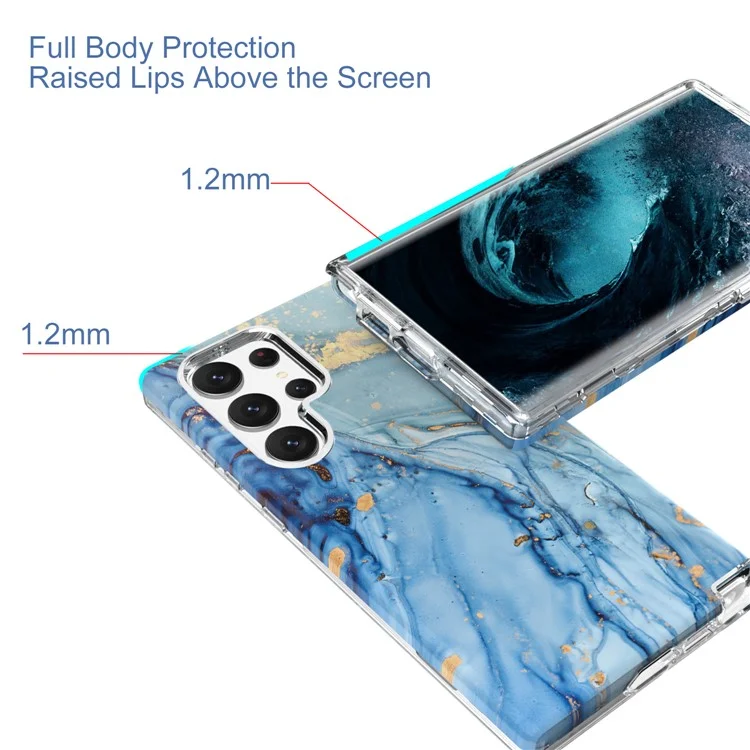 Für Samsung Galaxy S23 Ultra GW18 IMD Marble Pattern Back Cover PC+TPU stoßfestes Handyhülle - Stil A
