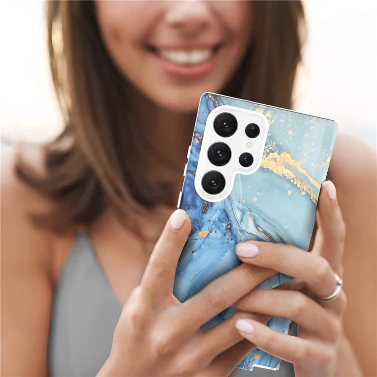 Für Samsung Galaxy S23 Ultra GW18 IMD Marble Pattern Back Cover PC+TPU stoßfestes Handyhülle - Stil A