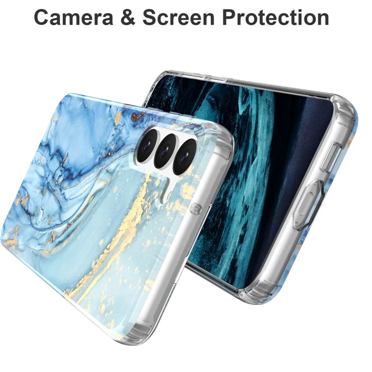 Pour Samsung Galaxy S23+ GW18 IMD Mobile Phone Back Cover PC+TPU Marbre Motif Coque de téléphone - Style A