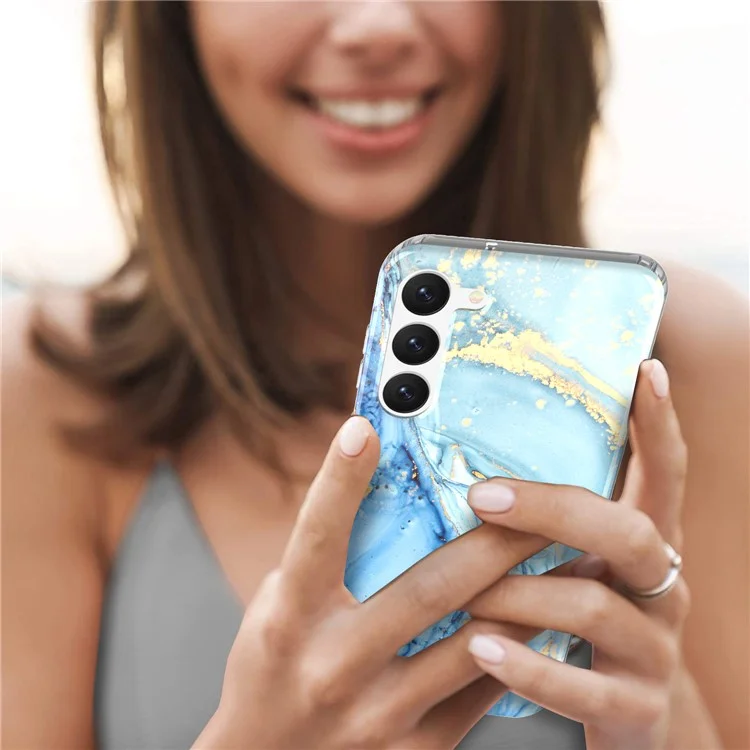 Pour Samsung Galaxy S23+ GW18 IMD Mobile Phone Back Cover PC+TPU Marbre Motif Coque de téléphone - Style A