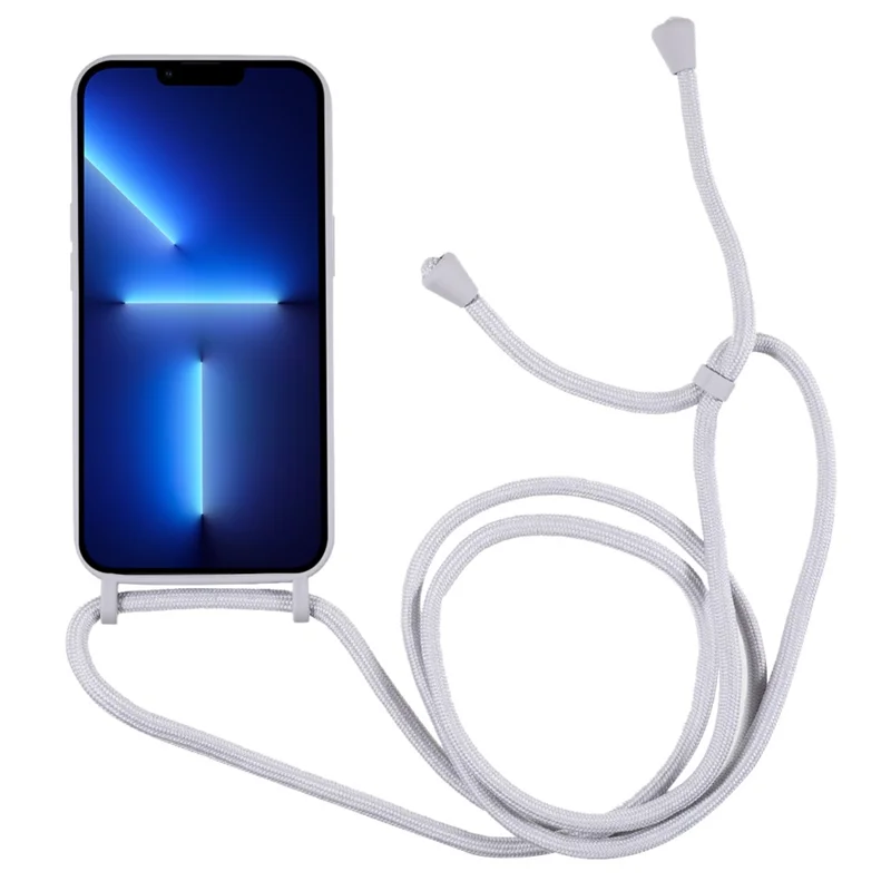 Liquid Silicone Case for iPhone 13 Pro Max 6.7 inch Anti-Drop Protective Phone Cover with Card Slot, Strap - Grey