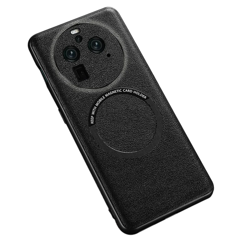 Magnetic Phone Shell for Oppo Find X6 Cell Phone Cover PU Leather+PC+TPU Phone Case - Black
