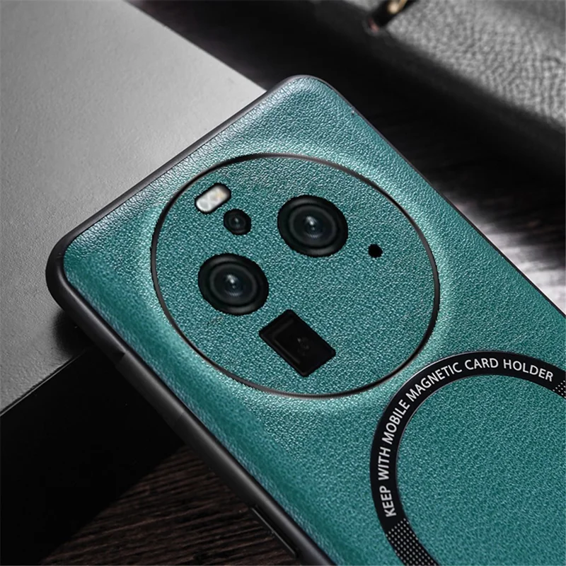 Magnetic Phone Shell for Oppo Find X6 Cell Phone Cover PU Leather+PC+TPU Phone Case - Black