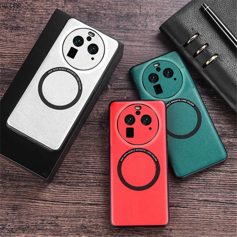 Magnetic Phone Shell for Oppo Find X6 Cell Phone Cover PU Leather+PC+TPU Phone Case - Black