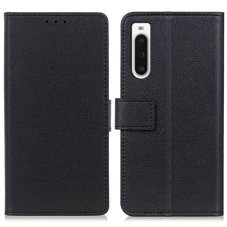 For Sony Xperia 10 V PU Leather Phone Case Stand Wallet Mobile Phone Cover - Black
