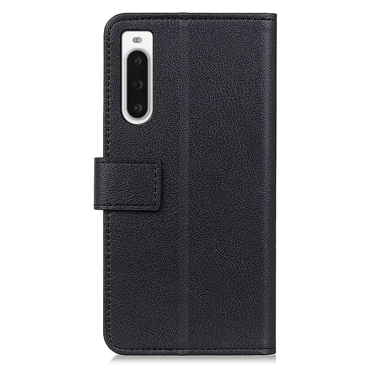 For Sony Xperia 10 V PU Leather Phone Case Stand Wallet Mobile Phone Cover - Black