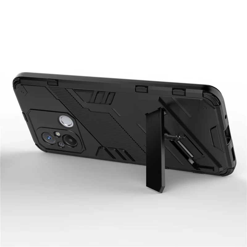 For Xiaomi Poco C55 4G / Redmi 11A 4G / 12C 4G Phone Case with Kickstand TPU+PC Protective Cover - Black