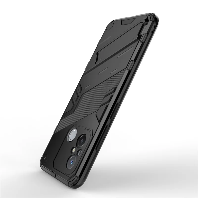 For Xiaomi Poco C55 4G / Redmi 11A 4G / 12C 4G Phone Case with Kickstand TPU+PC Protective Cover - Black