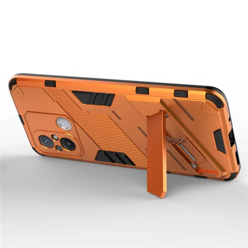 For Xiaomi Poco C55 4G / Redmi 11A 4G / 12C 4G Phone Case with Kickstand TPU+PC Protective Cover - Orange