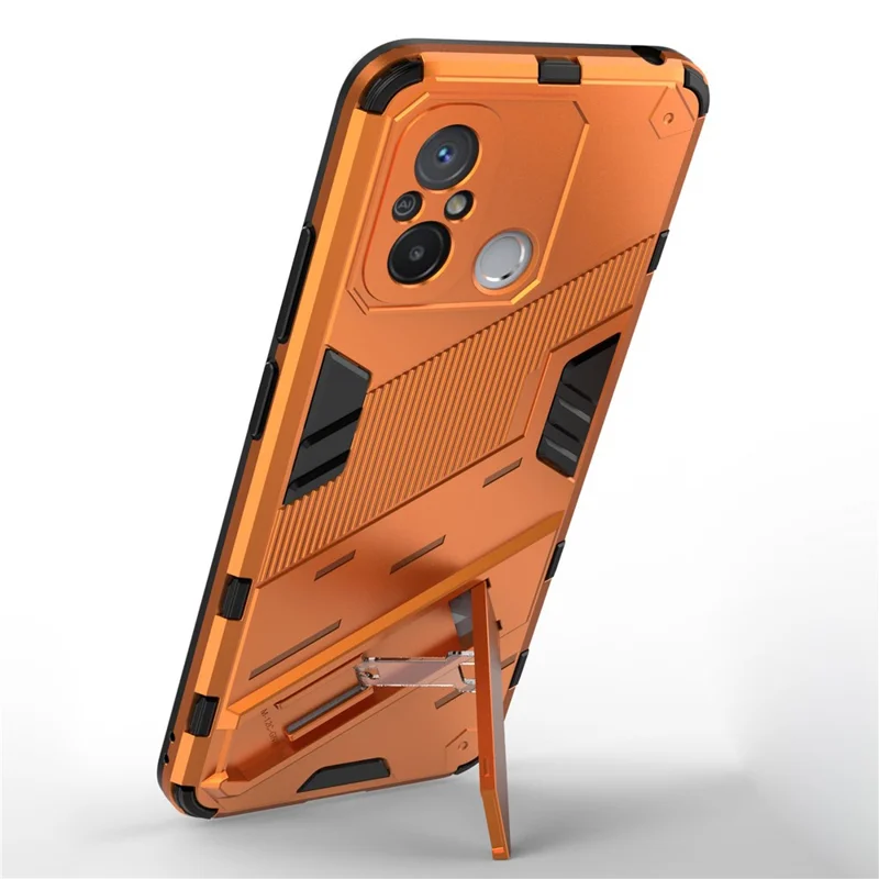 For Xiaomi Poco C55 4G / Redmi 11A 4G / 12C 4G Phone Case with Kickstand TPU+PC Protective Cover - Orange