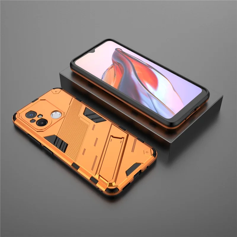 For Xiaomi Poco C55 4G / Redmi 11A 4G / 12C 4G Phone Case with Kickstand TPU+PC Protective Cover - Orange