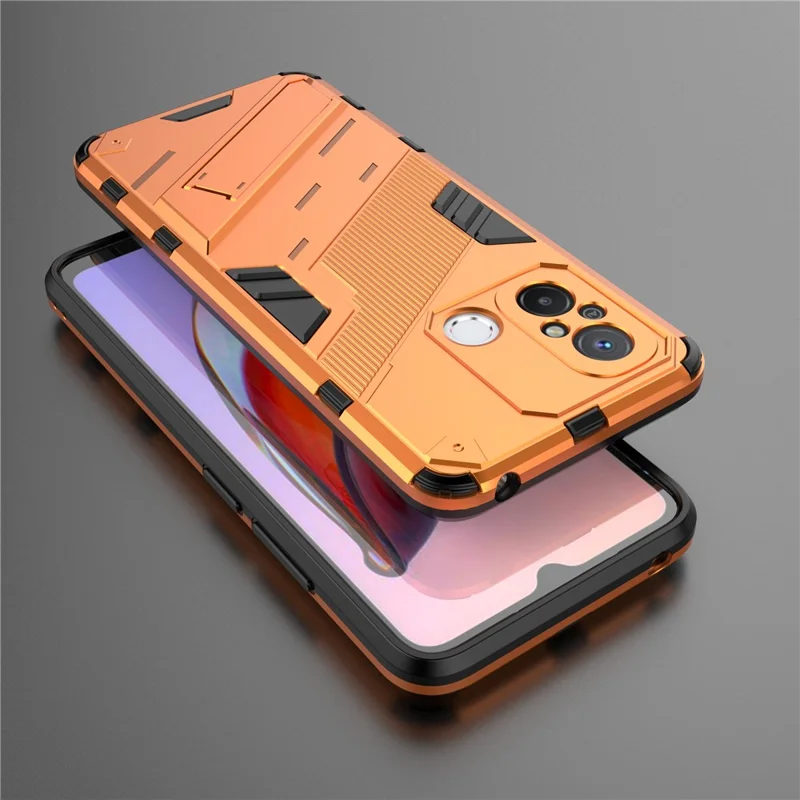 For Xiaomi Poco C55 4G / Redmi 11A 4G / 12C 4G Phone Case with Kickstand TPU+PC Protective Cover - Orange