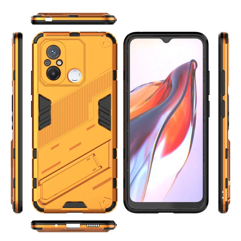 For Xiaomi Poco C55 4G / Redmi 11A 4G / 12C 4G Phone Case with Kickstand TPU+PC Protective Cover - Orange