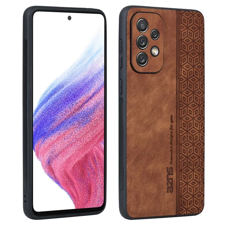 AZNS For Samsung Galaxy A52 4G / 5G / A52s 5G Phone Case Anti-scratch Imprinted Leather Coated TPU Back Cover - Brown