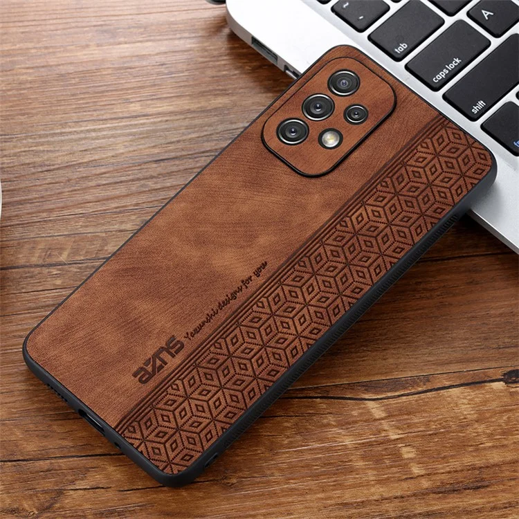 AZNS For Samsung Galaxy A52 4G / 5G / A52s 5G Phone Case Anti-scratch Imprinted Leather Coated TPU Back Cover - Brown