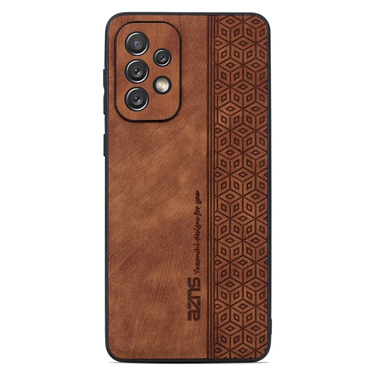 AZNS For Samsung Galaxy A52 4G / 5G / A52s 5G Phone Case Anti-scratch Imprinted Leather Coated TPU Back Cover - Brown