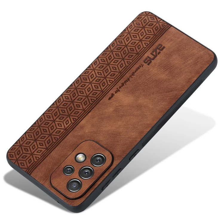 AZNS For Samsung Galaxy A52 4G / 5G / A52s 5G Phone Case Anti-scratch Imprinted Leather Coated TPU Back Cover - Brown
