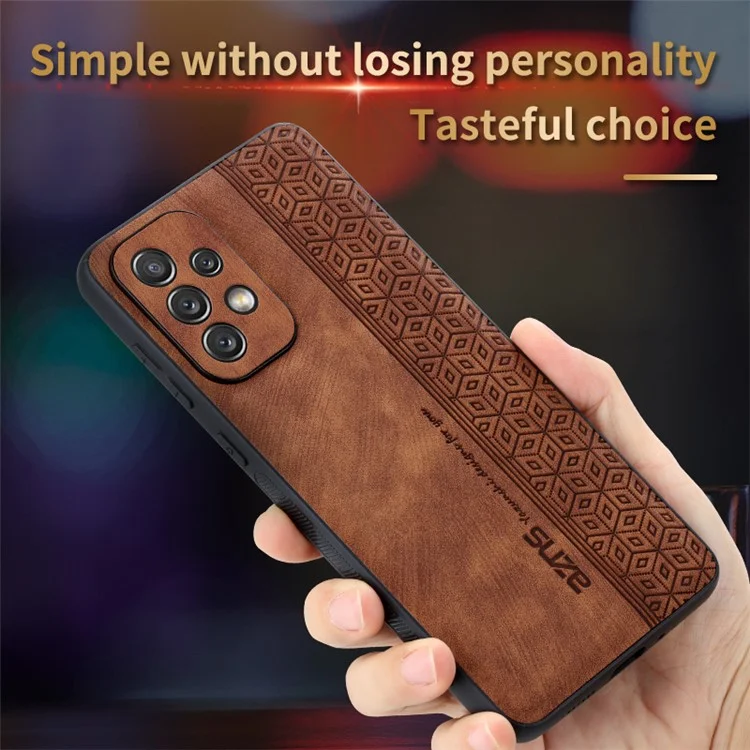 AZNS For Samsung Galaxy A52 4G / 5G / A52s 5G Phone Case Anti-scratch Imprinted Leather Coated TPU Back Cover - Brown