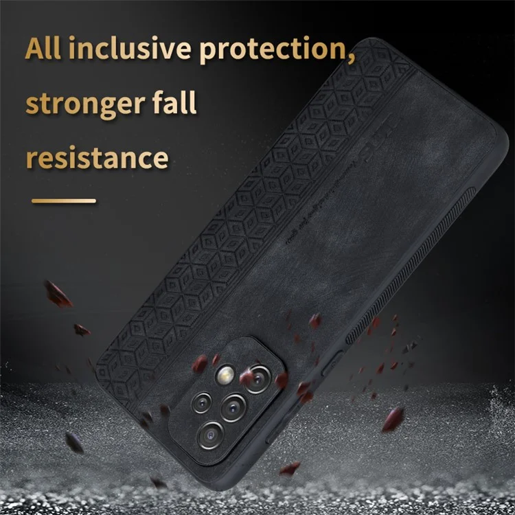 AZNS For Samsung Galaxy A52 4G / 5G / A52s 5G Phone Case Anti-scratch Imprinted Leather Coated TPU Back Cover - Brown