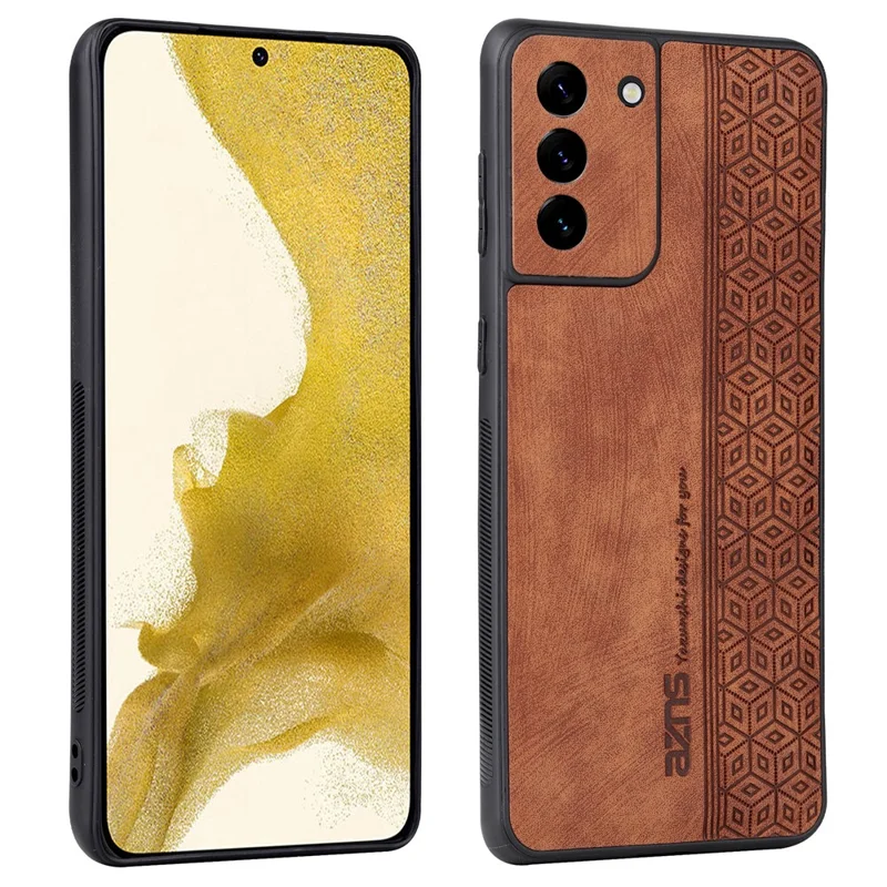 AZNS Pour Samsung Galaxy S21 5G / 4G Boîtier de téléphone en cuir imprimé TPU Étui de protection - Marron