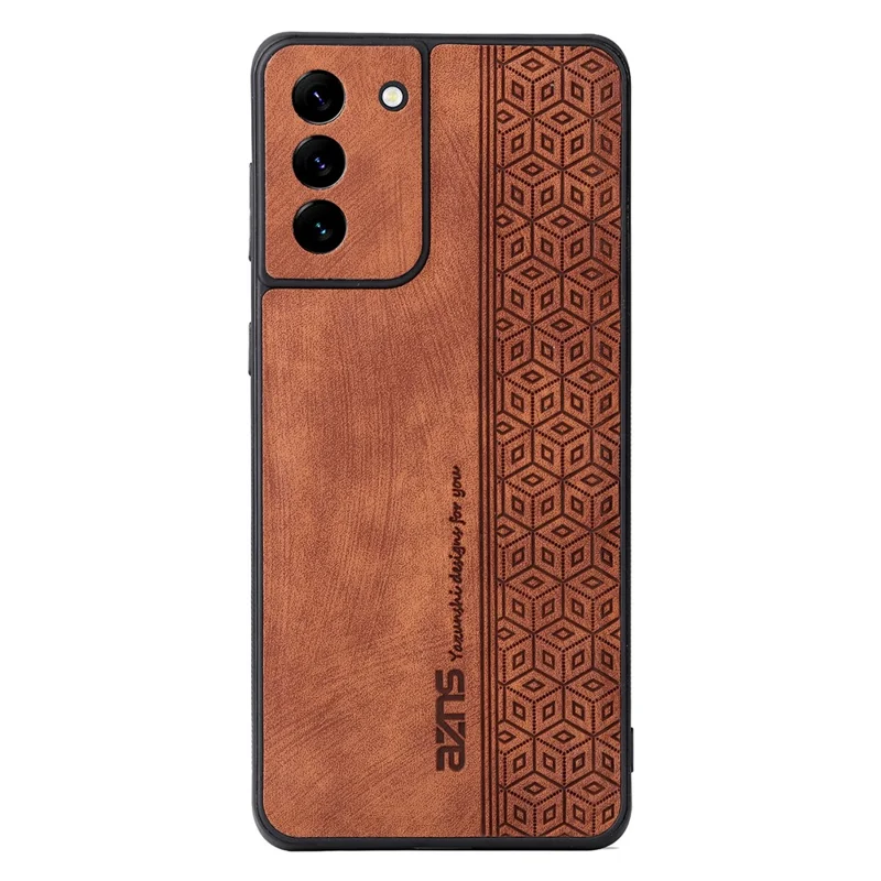 AZNS Pour Samsung Galaxy S21 5G / 4G Boîtier de téléphone en cuir imprimé TPU Étui de protection - Marron