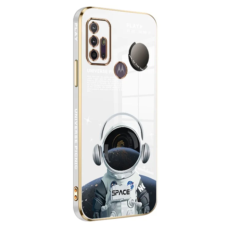 RZANTS для Motorola Moto G30 Cool Headphone Astronaut Phone Case Soft TPU Electroplating Back Cover - White