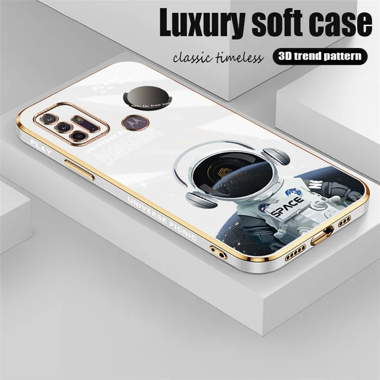 RZANTS для Motorola Moto G30 Cool Headphone Astronaut Phone Case Soft TPU Electroplating Back Cover - White