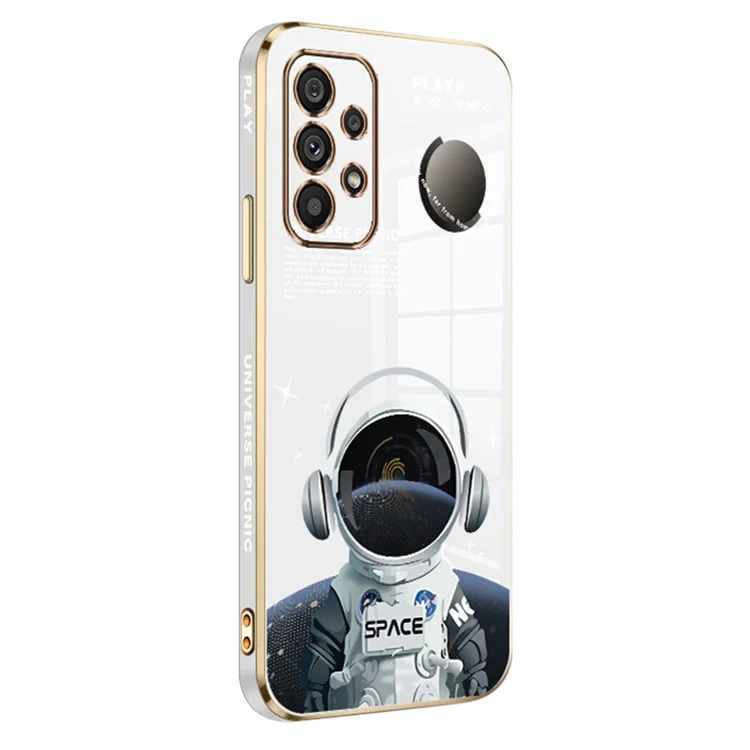 RZANTS TPU Phone Case for Samsung Galaxy A52 4G / 5G / A52s 5G , Headphone Astronaut Pattern Electroplating Cover - White