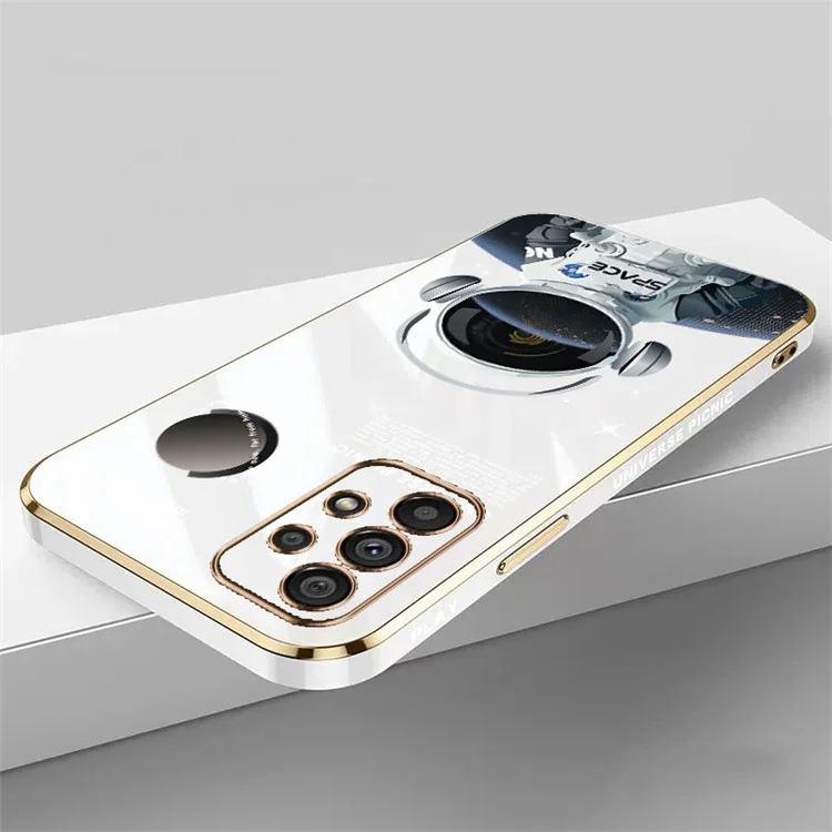 RZANTS TPU Phone Case for Samsung Galaxy A52 4G / 5G / A52s 5G , Headphone Astronaut Pattern Electroplating Cover - White