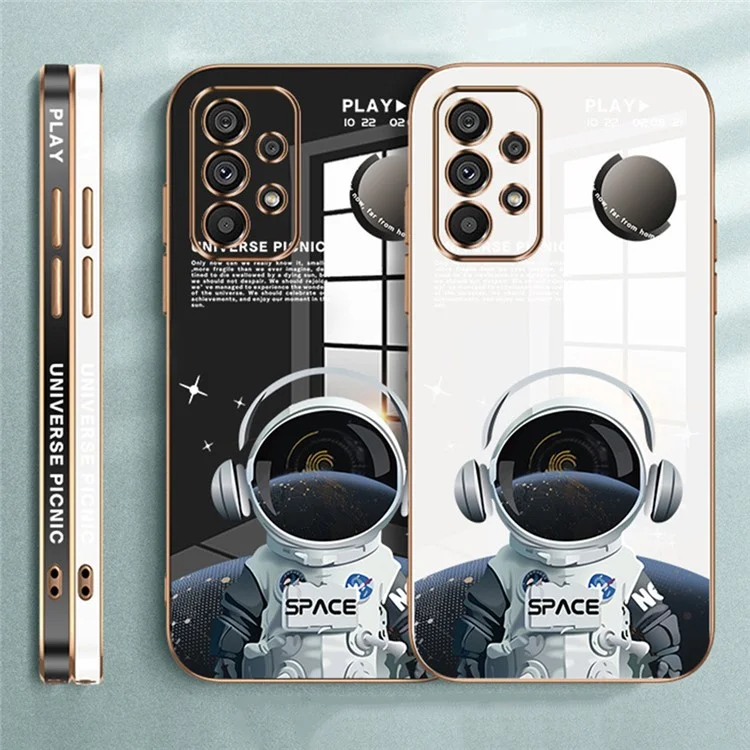 RZANTS TPU Phone Case for Samsung Galaxy A52 4G / 5G / A52s 5G , Headphone Astronaut Pattern Electroplating Cover - White