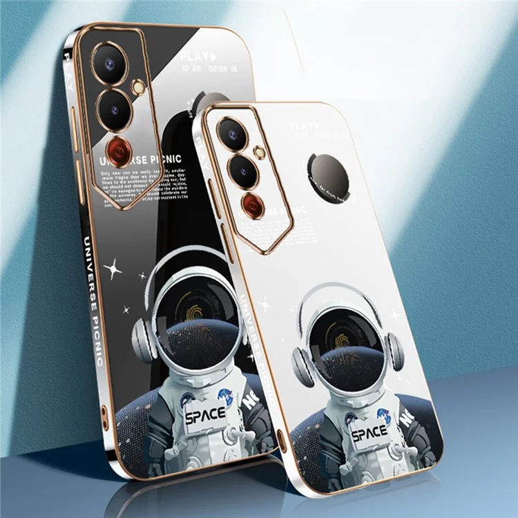 RZANTS для TECNO Pova 4 4G Мягкий TPU противоскользящий чехол для телефона с электроникой и узором астронавта на задней панели - белый
