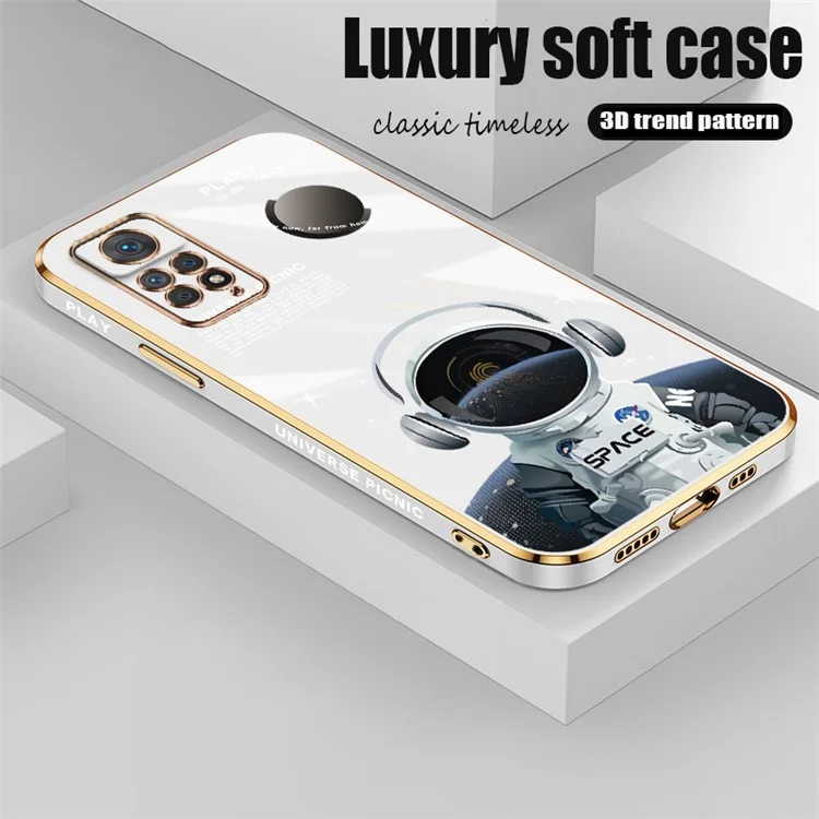 Coque de téléphone RZANTS TPU pour Xiaomi Redmi Note 11 Pro 5G (Qualcomm) / Note 11 Pro 4G (MediaTek), motif astronaute avec écouteurs, couvercle de téléphone électrolytique - Blanc