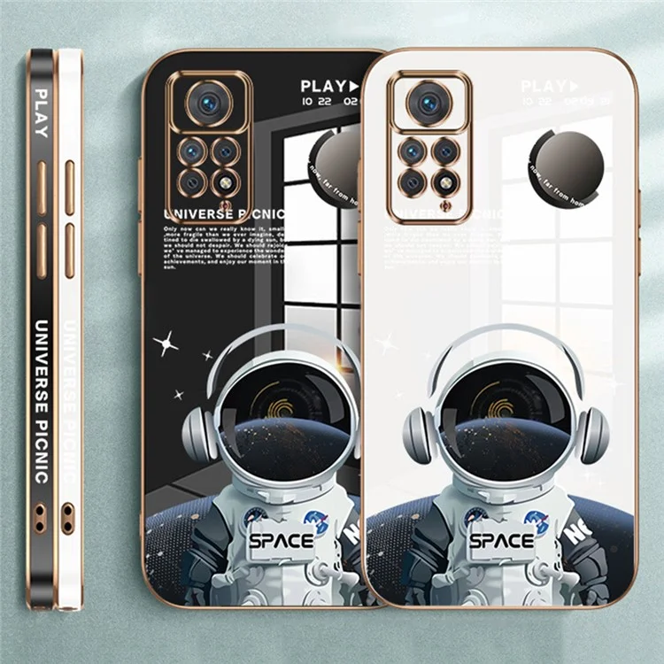 Coque de téléphone RZANTS TPU pour Xiaomi Redmi Note 11 Pro 5G (Qualcomm) / Note 11 Pro 4G (MediaTek), motif astronaute avec écouteurs, couvercle de téléphone électrolytique - Blanc