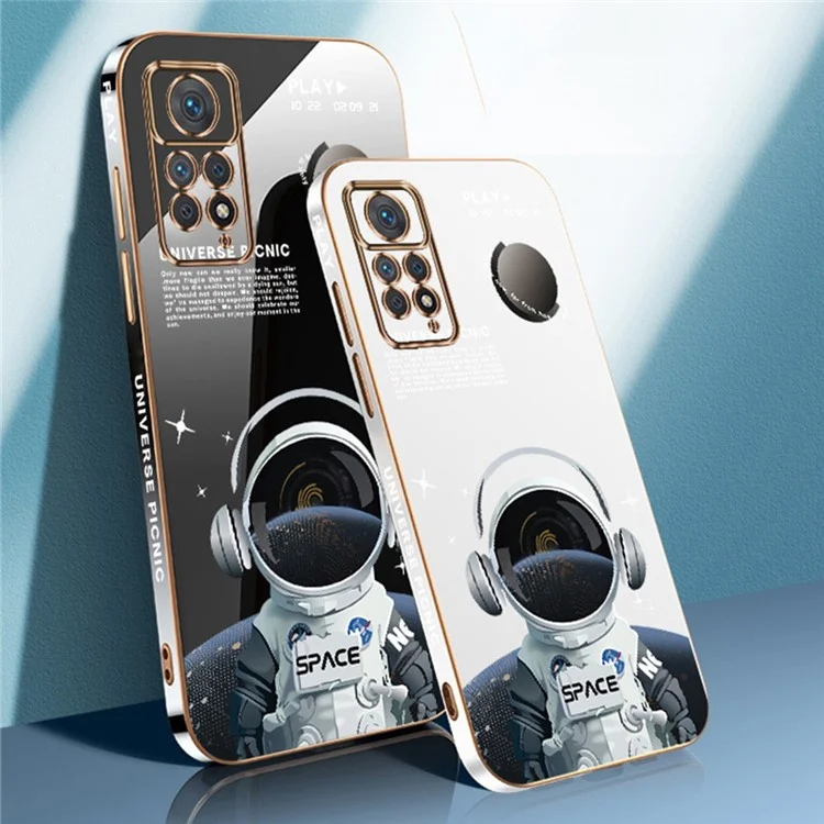 Coque de téléphone RZANTS TPU pour Xiaomi Redmi Note 11 Pro 5G (Qualcomm) / Note 11 Pro 4G (MediaTek), motif astronaute avec écouteurs, couvercle de téléphone électrolytique - Blanc