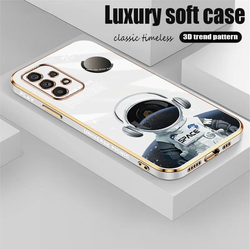 RZANTS TPU Electroplating Phone Case for Samsung Galaxy A23 5G (Global Version) , Cool Headphone Astronaut Pattern Protective Cover - White