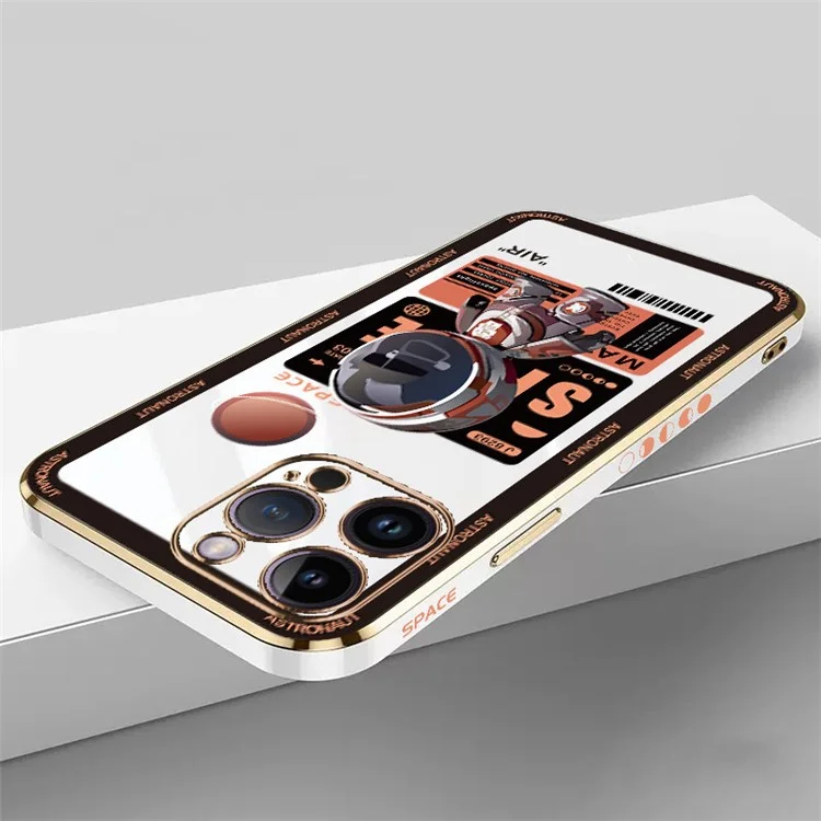 RZANTS Für iPhone 12 Pro Max Spaceman-Muster TPU-Handyhülle Elektroplattierung Handyhülle - Weiß