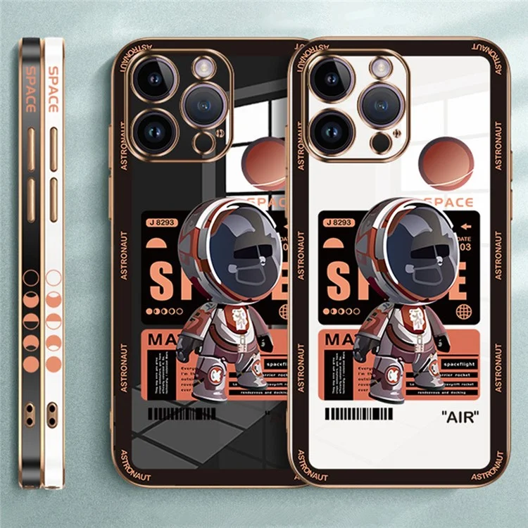 RZANTS Für iPhone 12 Pro Max Spaceman-Muster TPU-Handyhülle Elektroplattierung Handyhülle - Weiß