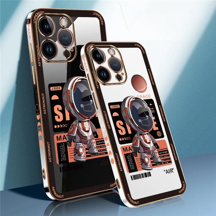 RZANTS Für iPhone 12 Pro Max Spaceman-Muster TPU-Handyhülle Elektroplattierung Handyhülle - Weiß